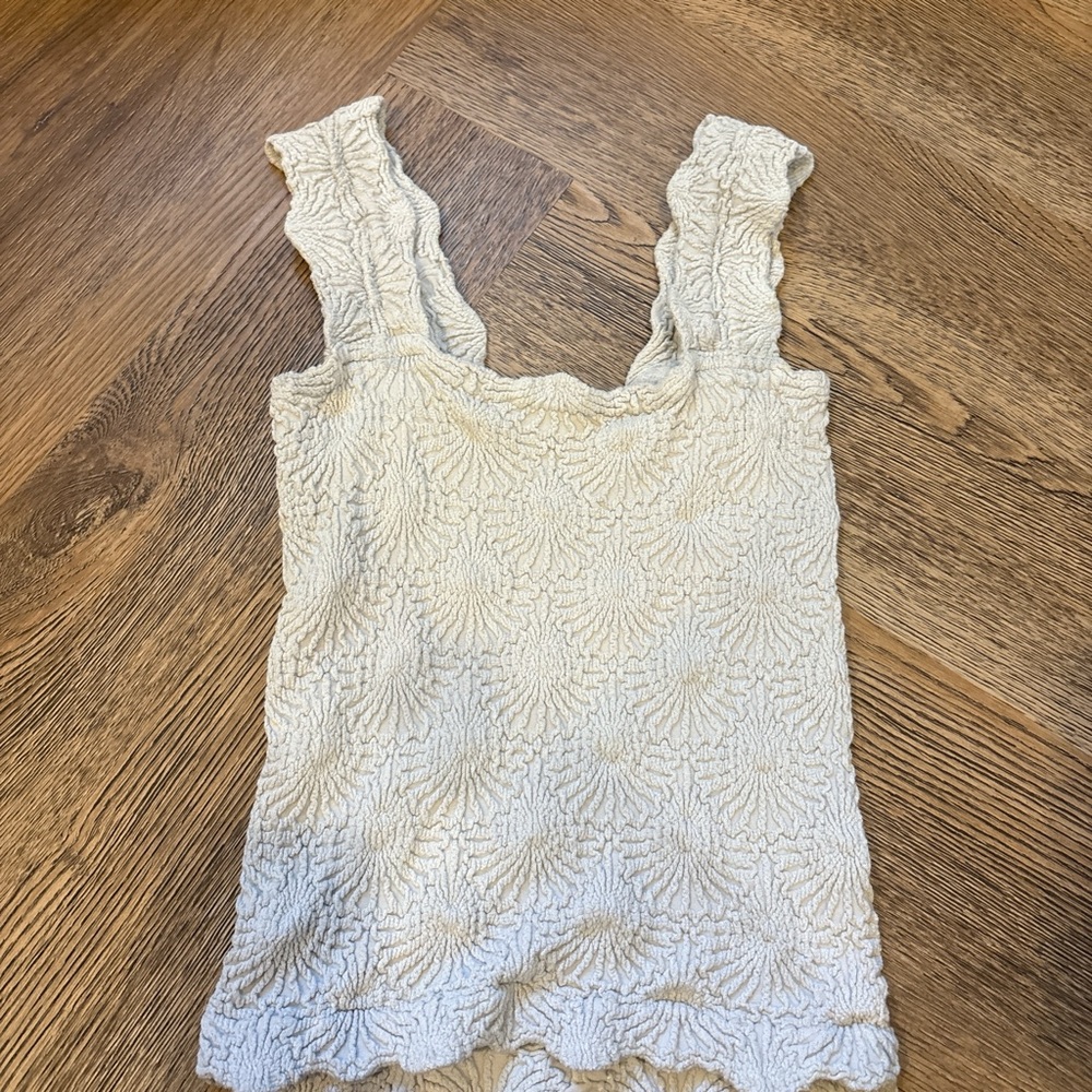 Free People Cream Textured Tank Top